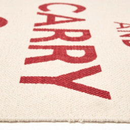 Homescapes Keep  Calm And Carry On Handwoven 100% Cotton Rug In Red & White, 60 X 100 Cm - thumbnail 4
