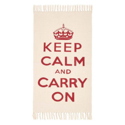 Homescapes Keep  Calm And Carry On Handwoven 100% Cotton Rug In Red & White, 60 X 100 Cm - thumbnail 2