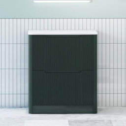 Royal Bathrooms Avenza 700mm Deep Moss Green Floor Standing Vanity Unit 2 Drawer With Carrara White Undrilled Worktop & No Basin - thumbnail 1