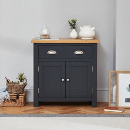 The Furniture Market Cotswold Charcoal Grey Painted Small Compact Sideboard - thumbnail 2