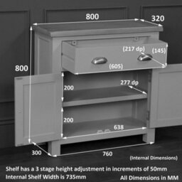 The Furniture Market Cotswold Charcoal Grey Painted Small Compact Sideboard - thumbnail 8