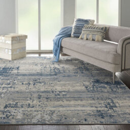 Ivory Blue Rug, Stain-Resistant Rug With 10mm Thickness, Luxurious Modern Rug For Bedroom, & Dining Room-160Cm (Circle) - thumbnail 2