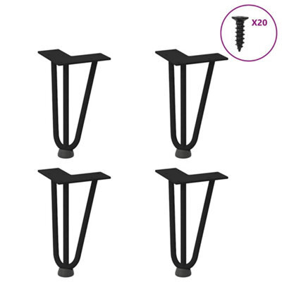 Berkfield Hairpin Legs For Coffee Table 4 Pcs Black 20 Cm Solid Steel - image 1
