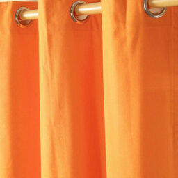 Homescapes Plain Orange Cotton Eyelet Curtains 117 X 137 Cm - thumbnail 3