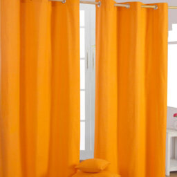 Homescapes Plain Orange Cotton Eyelet Curtains 117 X 137 Cm