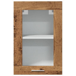 Berkfield Durable Hanging Glass Cabinet Old Wood 40X31X60 Cm Engineered Wood - thumbnail 4