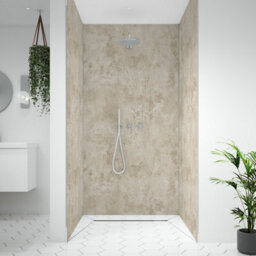 Splashwall Alloy Bathroom & Wet Room Decorative Panel (H)2440mm (W)600mm - Matt Terra Light