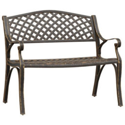 Berkfield Garden Bench 102 Cm Cast Aluminium Bronze - thumbnail 2