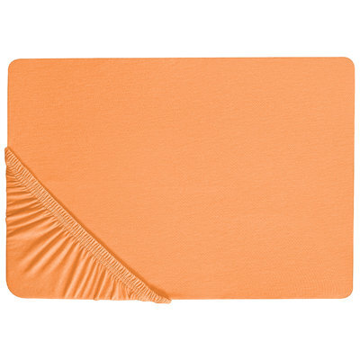 Beliani Fitted Sheet Janbu Cotton 200 X 200 Cm Orange - image 1