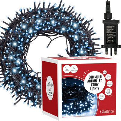 Globrite 100M 1000 Led Fairy Lights Cool White Plug In Indoor Outdoor String Lights With 8 Modes - image 1