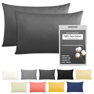 Lazzaro Luxury 300 Thread Count Egyptian Cotton Pillow Cases 2 Pack Breathable Ultrasoft Pillow Covers - image 1