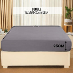 Aspire Homeware Grey Fitted Sheet-(25Cm) Deep Hotel Quality -Breathable Fitted Bed Sheets Double (L)190Cm X (W)137Cm - thumbnail 7