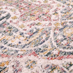 White Yellow Traditonal Abstract Floral Rug Easy To Clean Dining Room-80Cm X 150Cm - thumbnail 3