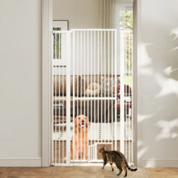 Costway 171Cm Extra Tall Pet Gate Heavy-Duty Metal Cat Gate W/ 77Cm-104Cm Wide Opening - thumbnail 1