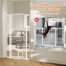 Costway 171Cm Extra Tall Pet Gate Heavy-Duty Metal Cat Gate W/ 77Cm-104Cm Wide Opening - thumbnail 9