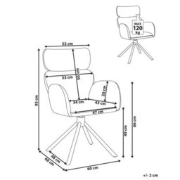 Wyld And Coco Swivel Dining Chair Light Beige Bouclé Upholstery With Rotating Iron Base - High Back, Curved Arms - thumbnail 4
