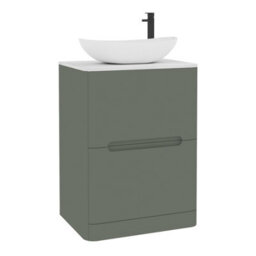 Royal Bathrooms Venice 600mm Sage Green Freestanding Bathroom Countertop Vanity Unit 2 Drawer With Cesar Basin - thumbnail 7
