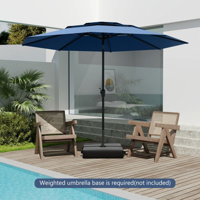 Costway 295 Cm 3-Tier Vented Patio Parasol Outdoor Market Umbrella W/ Push Button Tilt-Navy - image 1