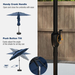 Costway 295 Cm 3-Tier Vented Patio Parasol Outdoor Market Umbrella W/ Push Button Tilt-Navy - thumbnail 8