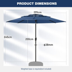 Costway 295 Cm 3-Tier Vented Patio Parasol Outdoor Market Umbrella W/ Push Button Tilt-Navy - thumbnail 3