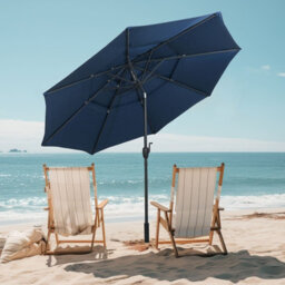 Costway 295 Cm 3-Tier Vented Patio Parasol Outdoor Market Umbrella W/ Push Button Tilt-Navy - thumbnail 4