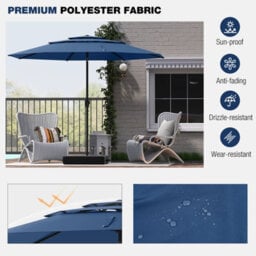 Costway 295 Cm 3-Tier Vented Patio Parasol Outdoor Market Umbrella W/ Push Button Tilt-Navy - thumbnail 7