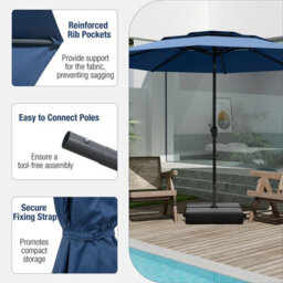 Costway 295 Cm 3-Tier Vented Patio Parasol Outdoor Market Umbrella W/ Push Button Tilt-Navy - thumbnail 5