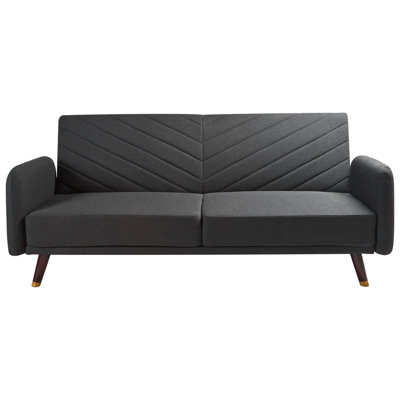 Beliani Sofa Bed 3 Seater Senja Faux Linen Black - image 1