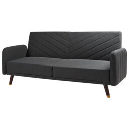 Beliani Sofa Bed 3 Seater Senja Faux Linen Black - thumbnail 5