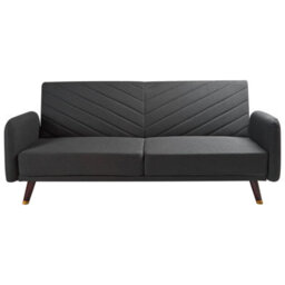 Beliani Sofa Bed 3 Seater Senja Faux Linen Black - thumbnail 1