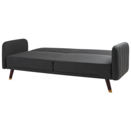 Beliani Sofa Bed 3 Seater Senja Faux Linen Black - thumbnail 6