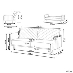 Beliani Sofa Bed 3 Seater Senja Faux Linen Black - thumbnail 3