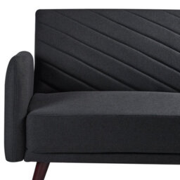 Beliani Sofa Bed 3 Seater Senja Faux Linen Black - thumbnail 8