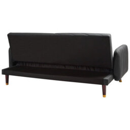 Beliani Sofa Bed 3 Seater Senja Faux Linen Black - thumbnail 7