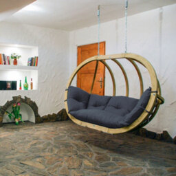 Amazonas Globo Royal Wooden Double Hanging Egg Chair Set Anthracite - thumbnail 7