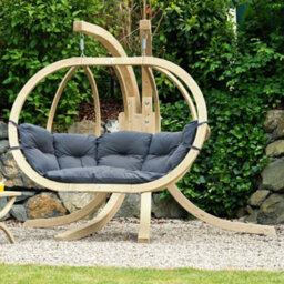 Amazonas Globo Royal Wooden Double Hanging Egg Chair Set Anthracite - thumbnail 2