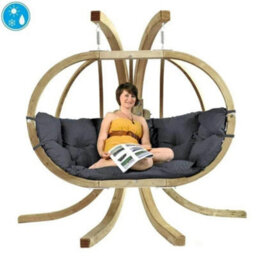 Amazonas Globo Royal Wooden Double Hanging Egg Chair Set Anthracite - thumbnail 1