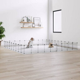 Walplus 36-Panel Pet Cage With Door Black 35X35 Cm Steel