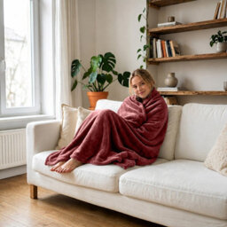 Moonlight Bedding Fleece Blanket Soft Throw Lightweight All Season Sofa, Bed & Travel Blanket Single (Burgundy, 130X150Cm) - thumbnail 2