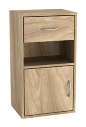 Urbn-Living Urbnliving Height 54Cm 1 Door 1 Drawer Wooden Bedroom Colour Oak Bedside Cabinet Shelf Nightstand Side Table Unit - thumbnail 3