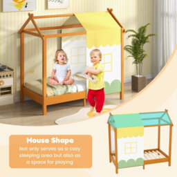 Costway Kids House Bed With Roof Children's Montessori Bed Frame W/ Removable Bed Canopy - thumbnail 7