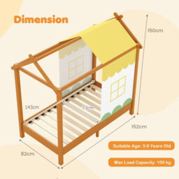 Costway Kids House Bed With Roof Children's Montessori Bed Frame W/ Removable Bed Canopy - thumbnail 3