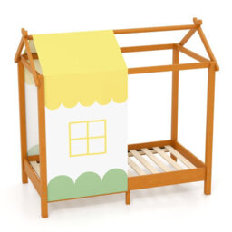 Costway Kids House Bed With Roof Children's Montessori Bed Frame W/ Removable Bed Canopy - thumbnail 2