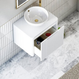 Royal Bathrooms Avenza 600mm Matte White Wall Hung Bathroom Countertop Vanity Unit 1 Drawer With Breeze Basin - thumbnail 5