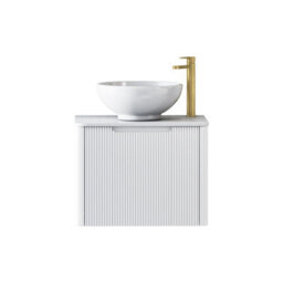 Royal Bathrooms Avenza 600mm Matte White Wall Hung Bathroom Countertop Vanity Unit 1 Drawer With Breeze Basin - thumbnail 6