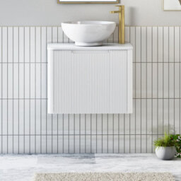 Royal Bathrooms Avenza 600mm Matte White Wall Hung Bathroom Countertop Vanity Unit 1 Drawer With Breeze Basin - thumbnail 1