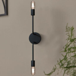 Modern Black Wall Or Ceiling Light Dual Bulb Vertical Wall Sconce Metal Industrial Minimalist Lamp - thumbnail 4