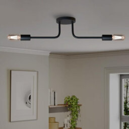 Modern Black Wall Or Ceiling Light Dual Bulb Vertical Wall Sconce Metal Industrial Minimalist Lamp - thumbnail 5