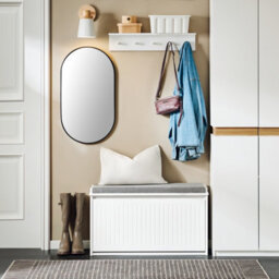 Sobuy Fsr98-L-W, Shoe Storage Bench With Cushion - Shoe Rack & Cabinet With Flip Drawers,white,w65Xd23Xh82 - thumbnail 2