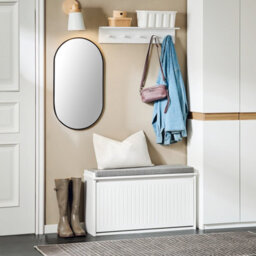 Sobuy Fsr98-L-W, Shoe Storage Bench With Cushion - Shoe Rack & Cabinet With Flip Drawers,white,w65Xd23Xh82 - thumbnail 8